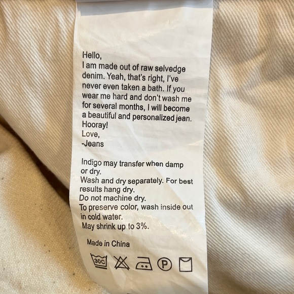 The Unbranded Brand Men's Straight White Selvedge Jeans - Men’s 30x30 - Picture 3 of 5